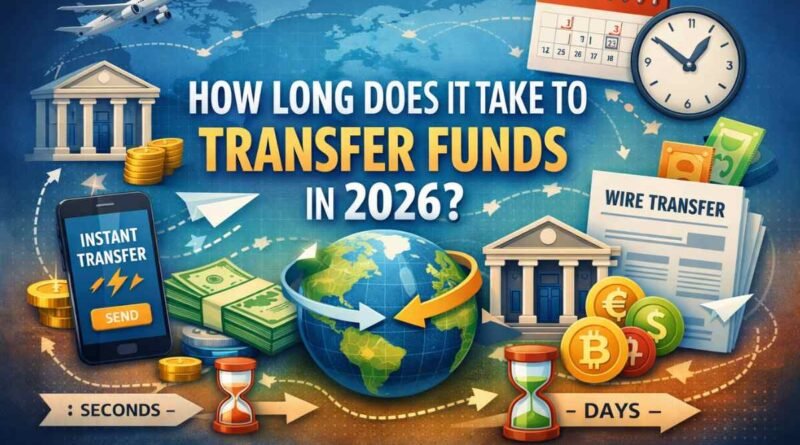 How long does it take to transfer funds illustrated with bank, mobile, and global transfer timeline from seconds to days